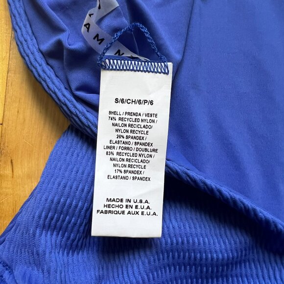 Vitamin A Swim Blue Leah Rib Low Back High Leg Bodysuit Cheeky Swimsuit 6 Small - Picture 7 of 9